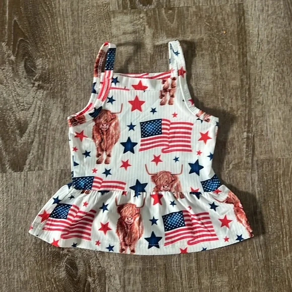 Americana NWOT Peplum Set 100% Cotton size 90/3T - Picture 2 of 5